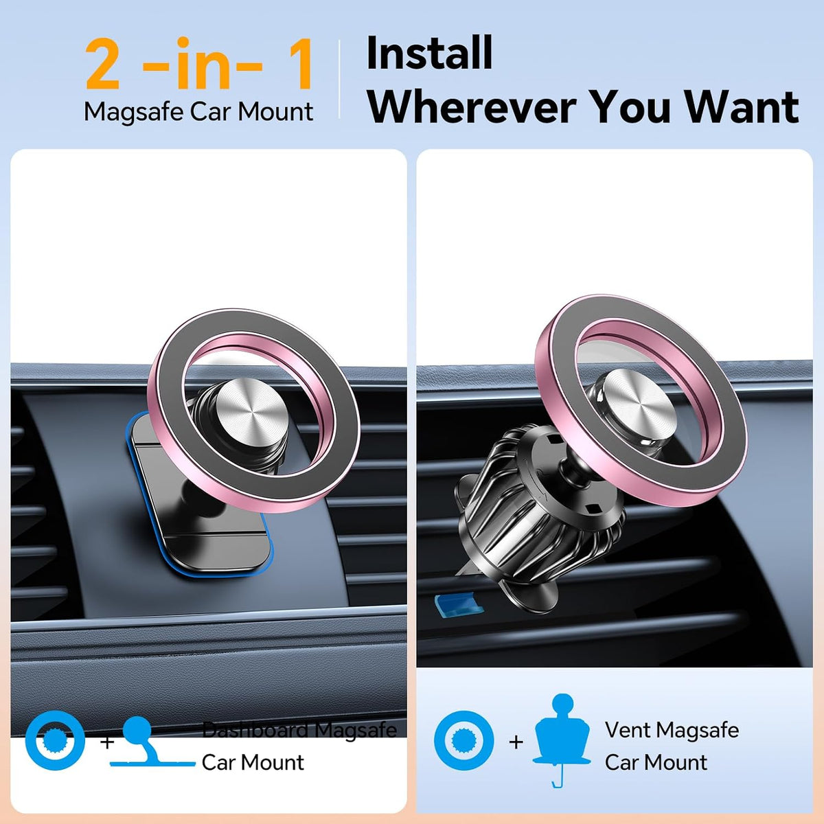 Kaistyle for Magsafe Car Mount【20 Strong Magnets】Magnetic Phone Holder for Car Phone Holder Mount Dash Mounted Holders Cell Phone Holders for Your Car Accessories for Women Men for iPhone 17 16 15 14