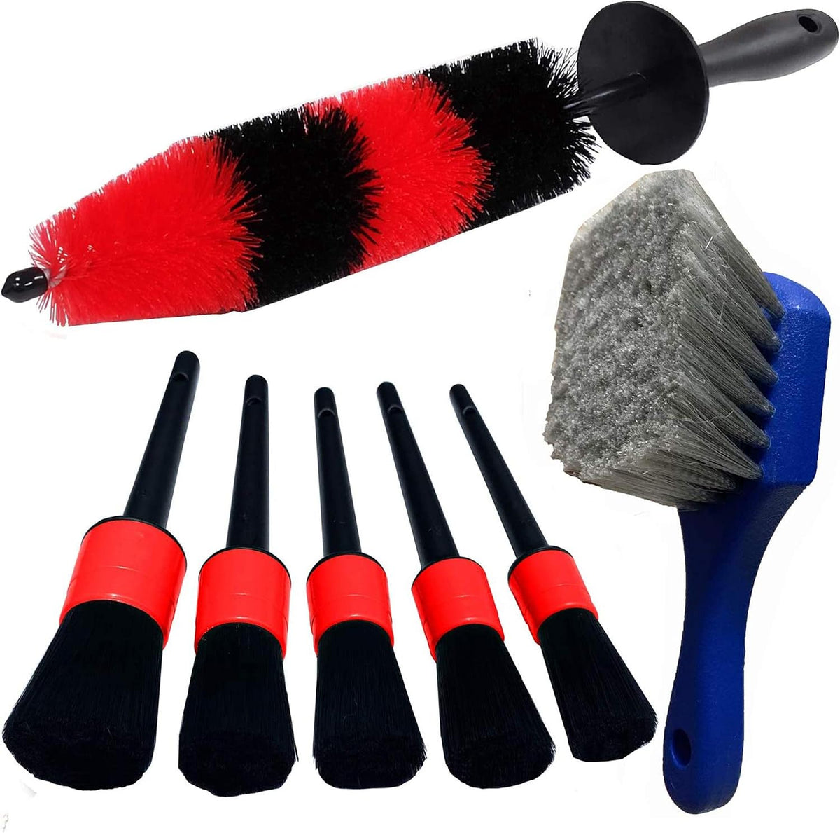 Car Wash Brush with Long Handle, Car Detailing Kit, Wheel Brush 7 Packs