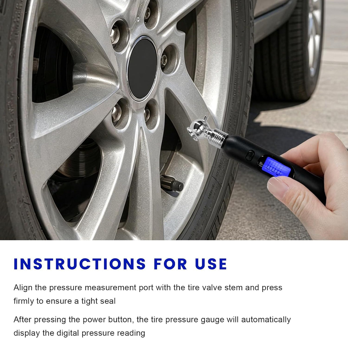 Digital Tire Pressure Gauge, 5-100PSI 4 Settings Auto Tire Check Pencil with Backlit LCD Display, Portable Air Pressure Gauge for Cars Trucks Motorcycles, Car Accessories