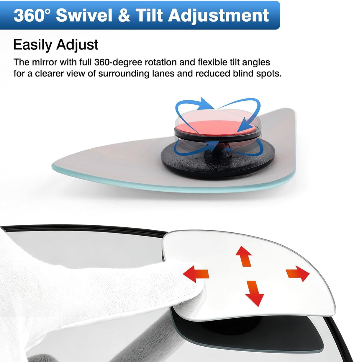 TOP-MAX Convex Stick On Blind Spot Mirrors for Toyota RAV4 2013-2025 Corolla Cross 4Runner Tacoma Highlander - Custom Fitted Side Mirror Upgrade for Wider View & Driving Security - (Left & Right)