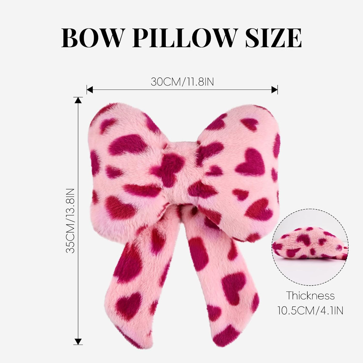 2 Pack Bow Car Headrest Pillow Comfortable Soft Plush Head Rest Cushion, Neck Pillow for Driving Office Use and Car Interior Decoration (Pink Heart)