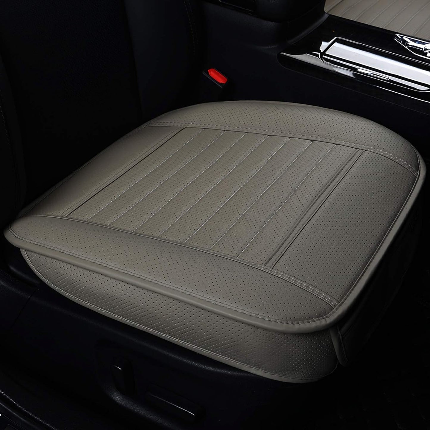 Car Seat Protector PU Leather Front Car Seat Cover,Single Seat Cover Without Backrest 1pcs (Gray)