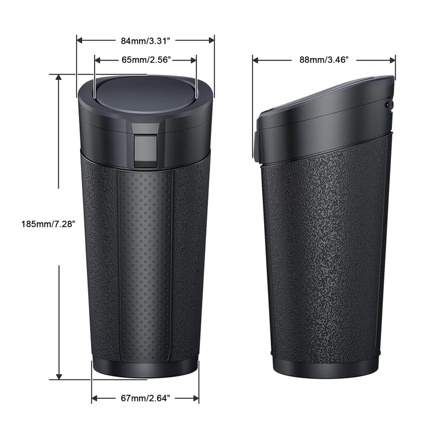 Car Trash Can with Lid, 2 Packs Leakproof Vehicle Garbage Bin, Compact Cup Holder Design, Includes 40 Trash Bags, Ideal for Car, Truck, Home, Office, Front & Back Seat Organizers (2-pack Black)