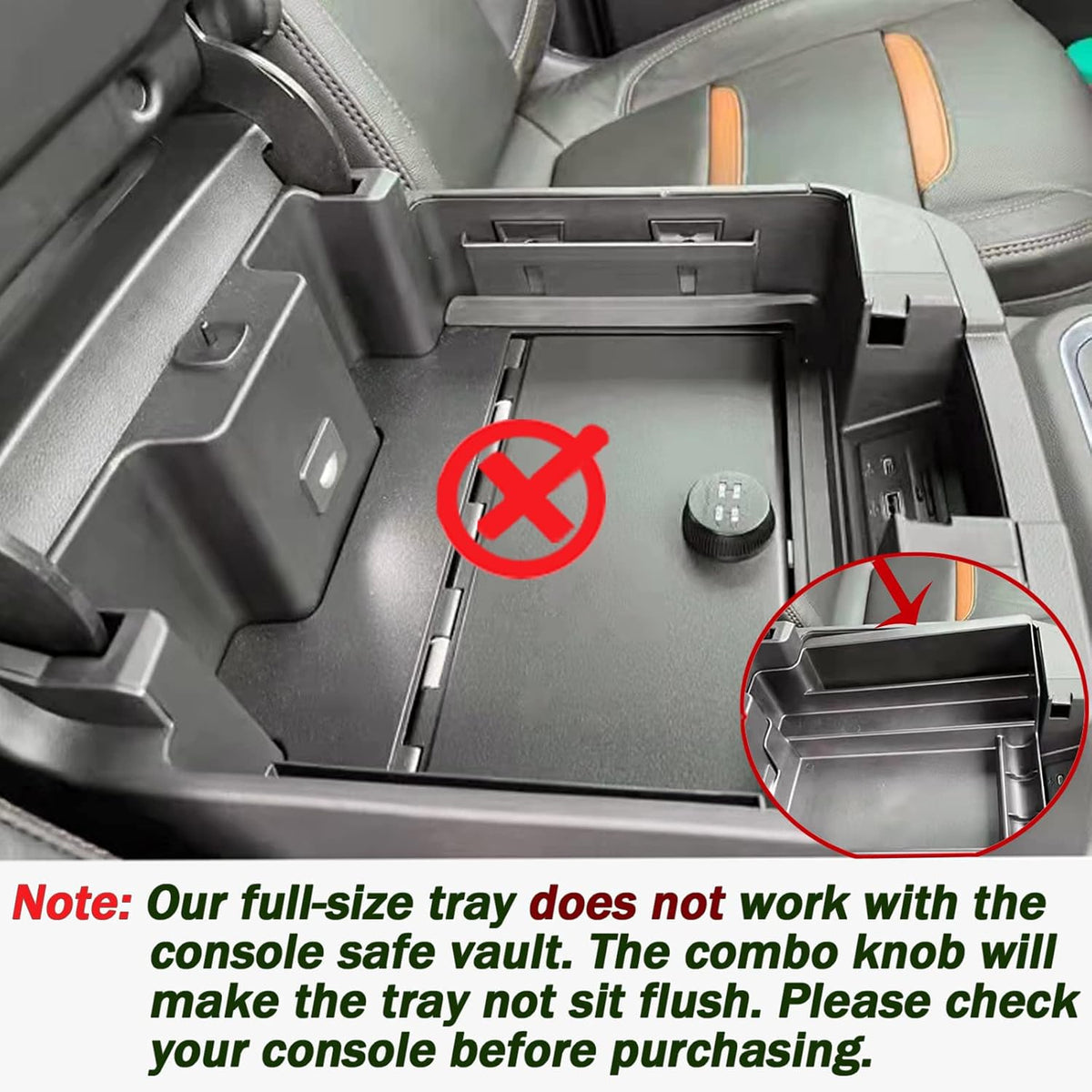 TOPINSTALL Red Center Console Organizer Compatible with 2019-2022 Silverado/Sierra 1500 and 2020-2023 Silverado/Sierra 2500HD 3500HD, Armrest Full-Size Tray (Full Console w/Bucket Seats ONLY)