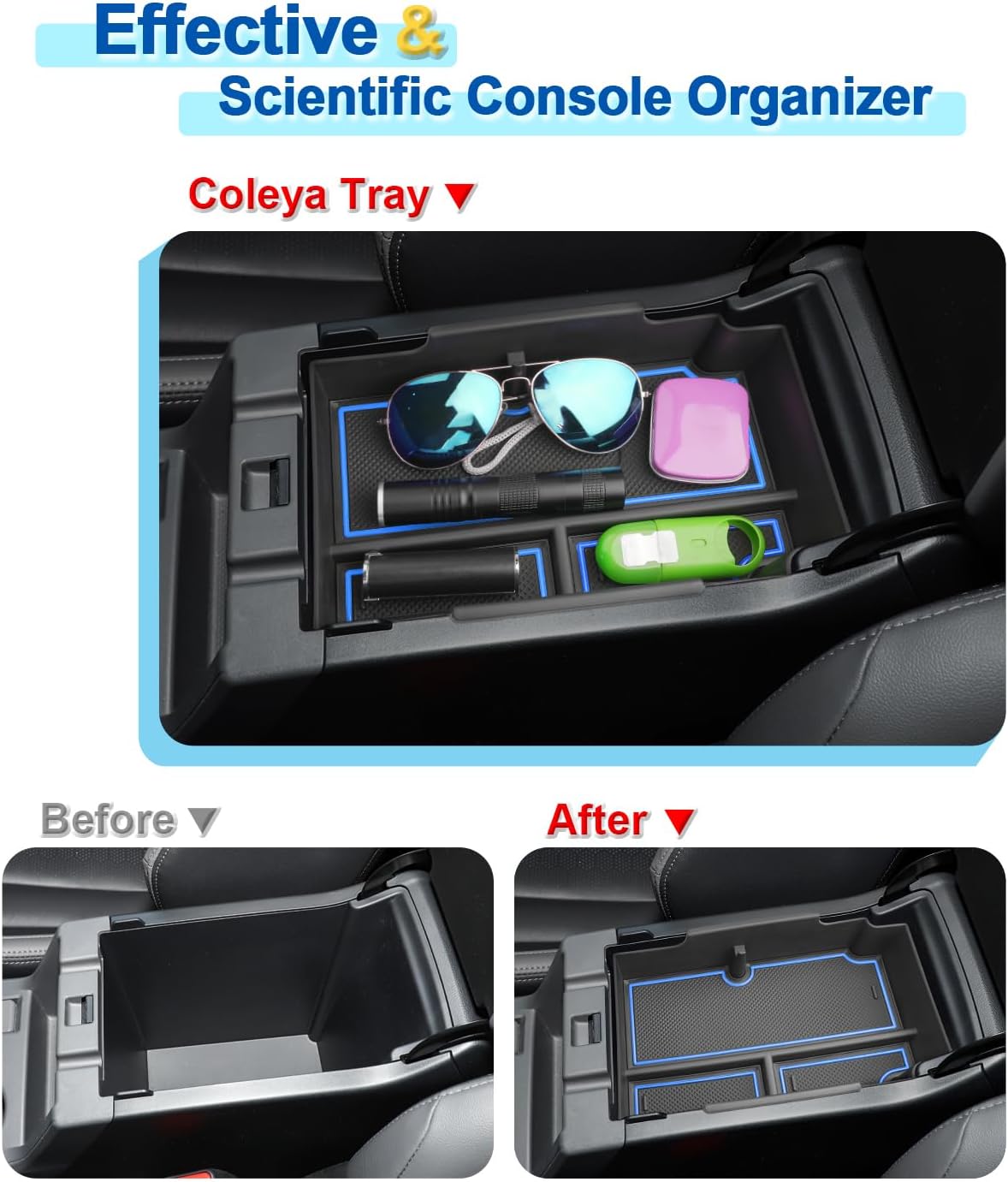 2024 2025 2026 Crosstrek Center Console Organizer for Subaru Crosstrek (Base/Premium/Sport/Limited/Wilderness), Durable ABS Console Tray Insert 2026 Crosstrek&Impreza Accessories (Blue)