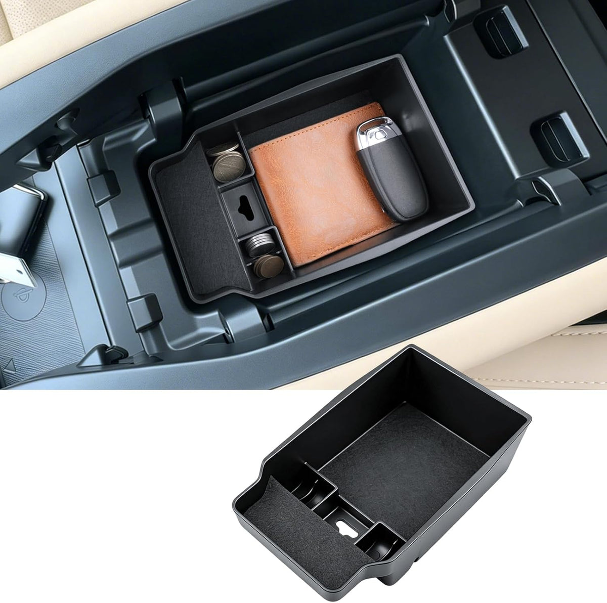 2026 CX-5 Center Console Organizer for Mazda CX-5 (2.5 S/2.5 S Select/2.5 S Preferred/2.5 S Premium Plus), Durable ABS Plastic &Silent Flocking Console Tray Insert 2026 CX-5 Accessories