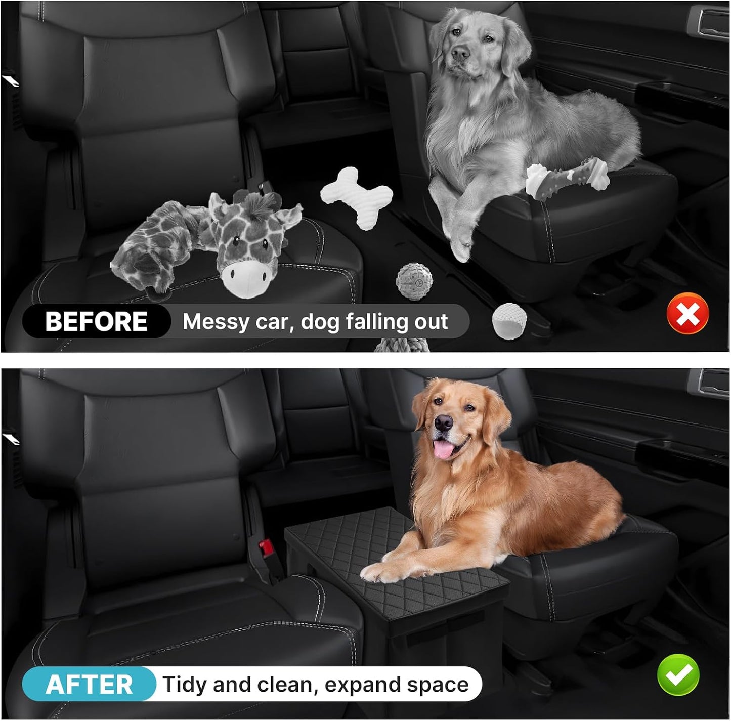 Mixsuper Liner Car Seat Organizer for Ford Explorer 2020-2025 2026, Console Organizer Backseat Toy Bin for Explorer, Seat Aisle Storage Box for 6-Passenger Kids Dogs ST XLT Accessories