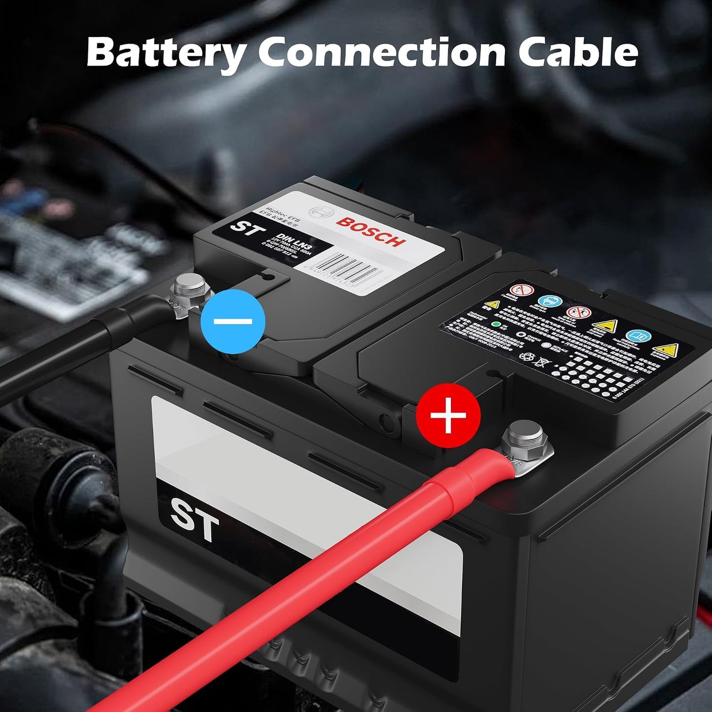 8 Gauge AWG Battery Power Inverter Cables 6 Ft Black+6 Ft Red, Tinned Copper Wire Set with 3/8 in Lugs Both Ends, Heavy Duty for Automotive Solar Marine Boat RV Car Motorcycle-UL-Outdoor