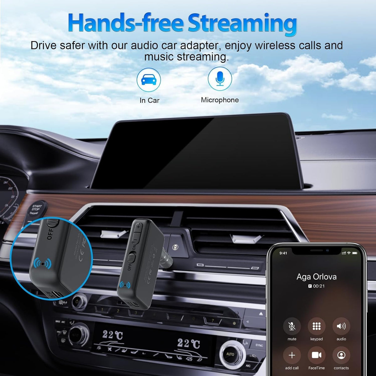 1Mii LDAC Bluetooth Aux Adapter for Car, Bluetooth Car Receiver