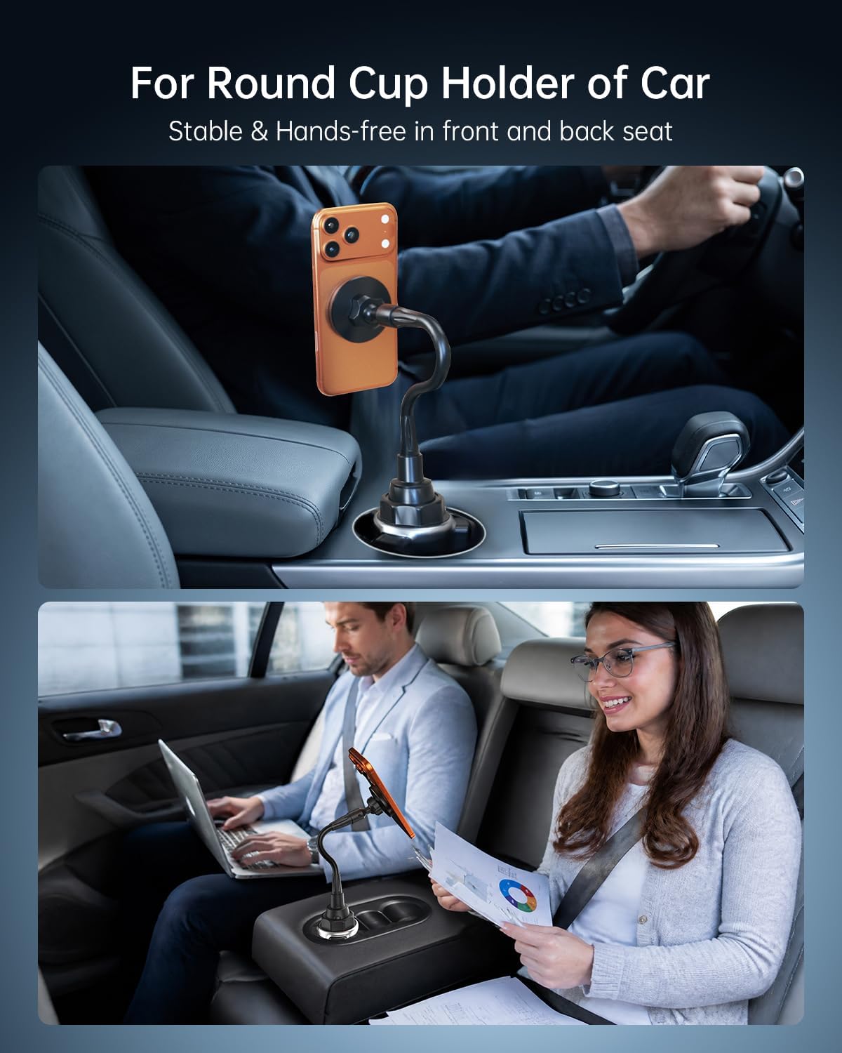 for Round Car Cup Holder Phone Holder MagSafe with Metal Holder