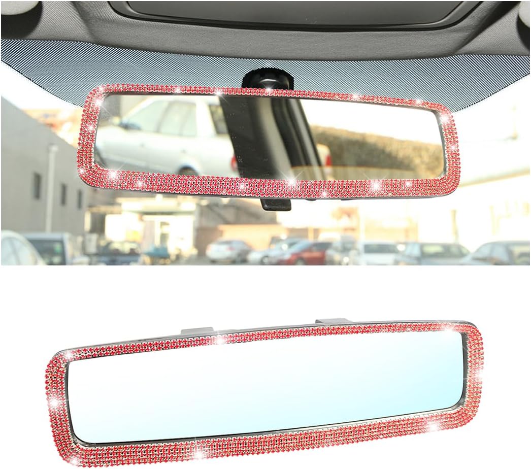 Osilly Rhinestone Clip-On Car Rearview Mirror, Silver