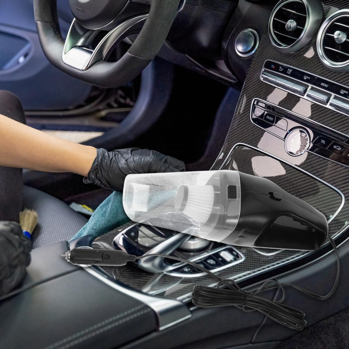 PRETYZOOM Portable with Washable Filter 12V 120W Car Vacuum Cleaner