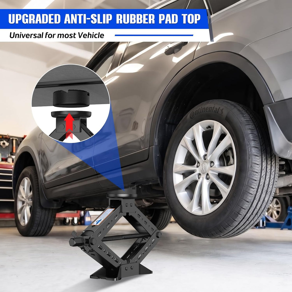 Portable Car Jack Kit 3 Ton, Heavy Duty Scissor Jack for Car, Spair Tire Jack with Ratchet Wrench, Car Emergency Kit Tool for Car SUV MPV