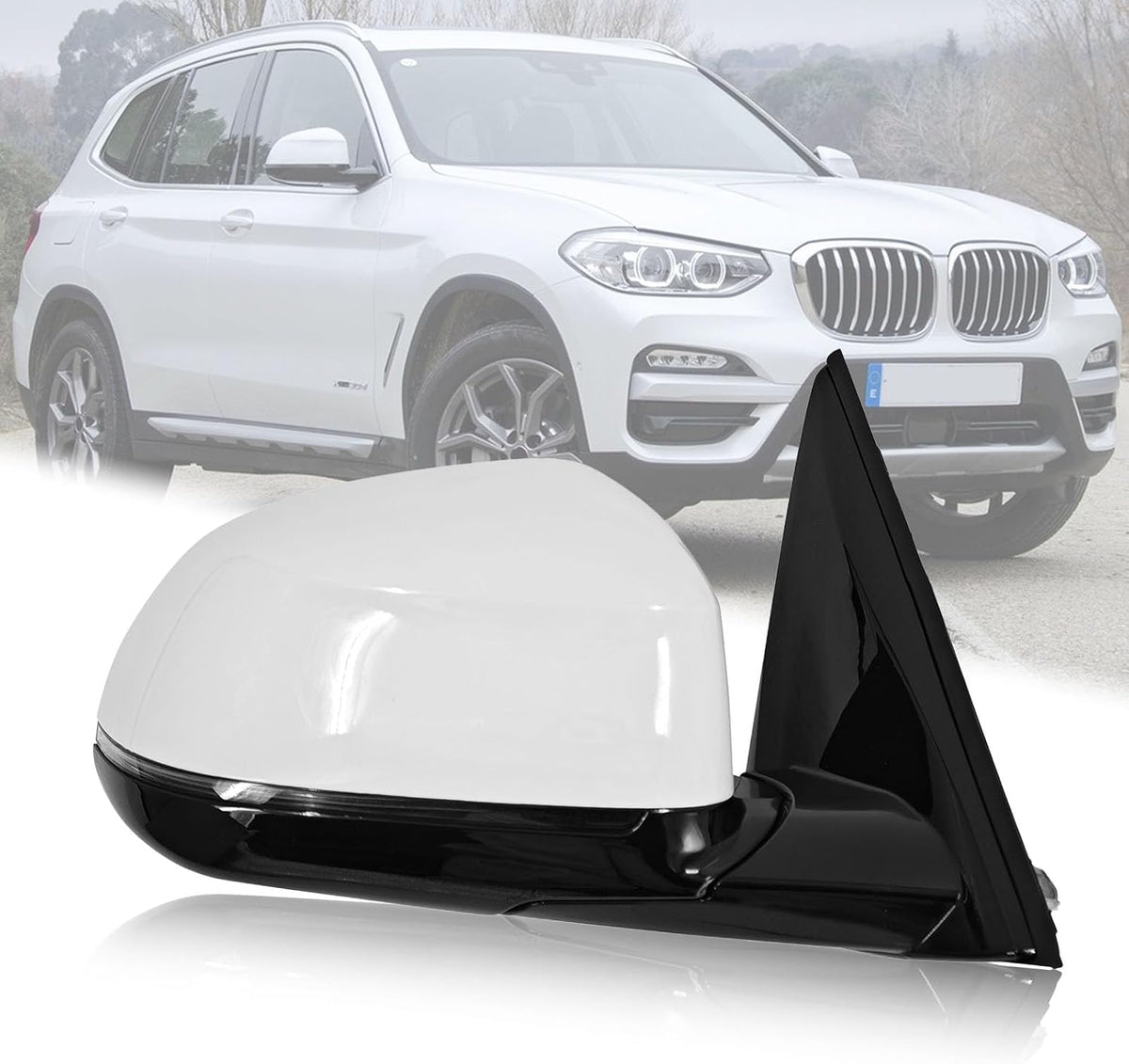 Right Passenger Side View Mirror Fits for BMW X3 G01 G08 2018-2023 White