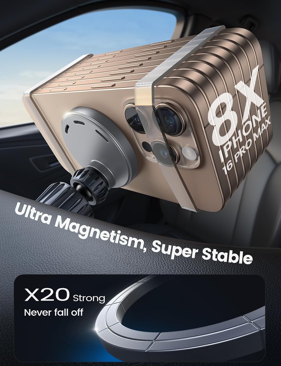 Lamicall 15W for MagSafe Car Mount Charger Vent Dashboard 360° for iPhone