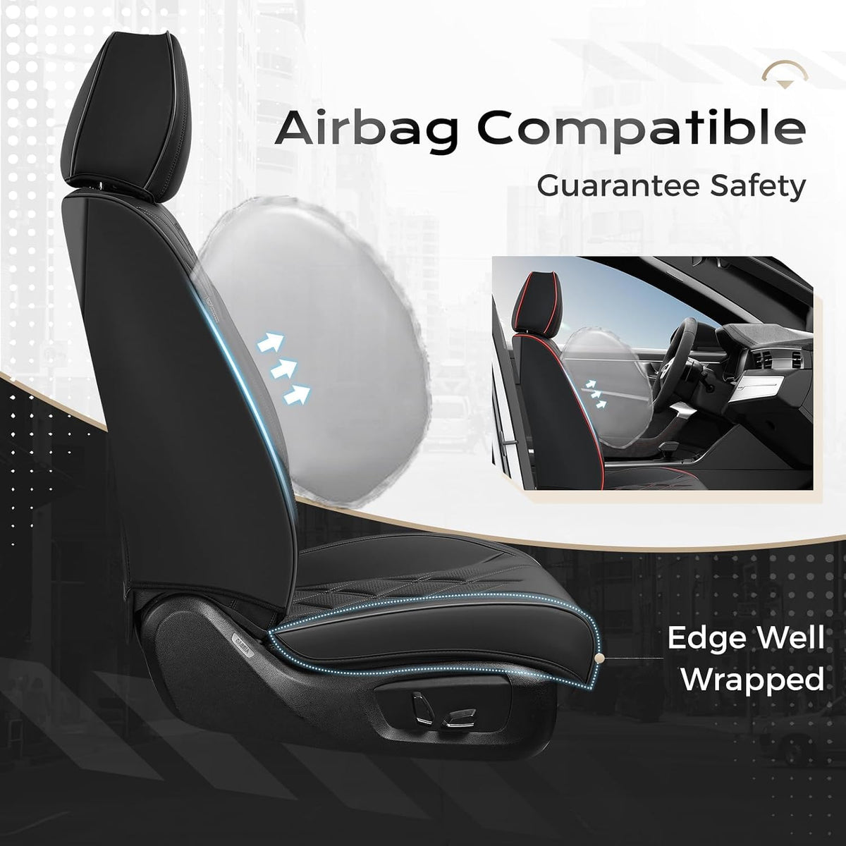 Coverado Car Seat Covers Full Set, Seat Covers for Cars, Front Seat Covers and Back Seat Cover Waterproof Leather Automotive Seat Cover, Universal Car Interior Protectors Cushion for Most Cars