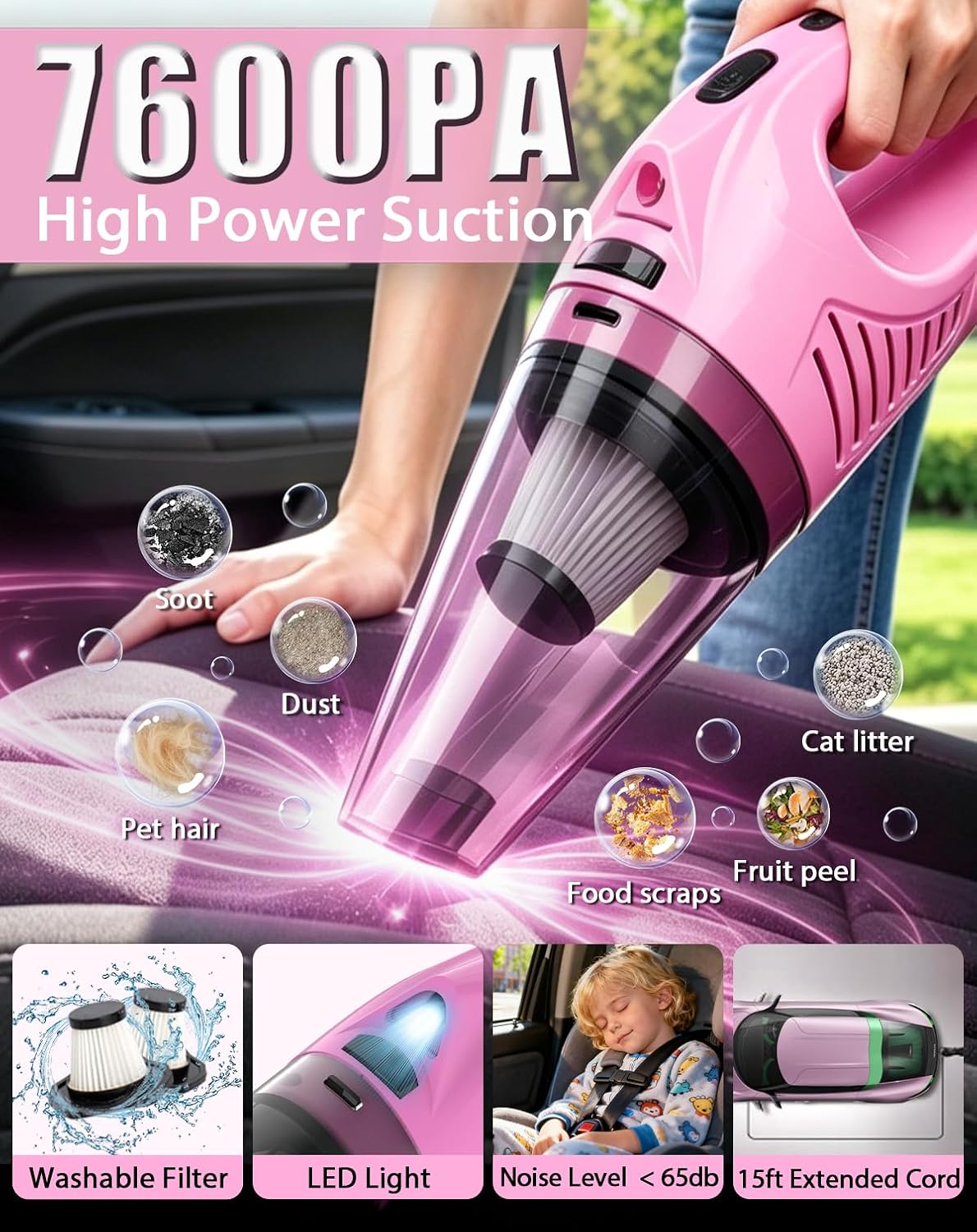 THINKWORK Car Cleaning Kit with Vacuum,Deep Cleaning for Interior Detailing