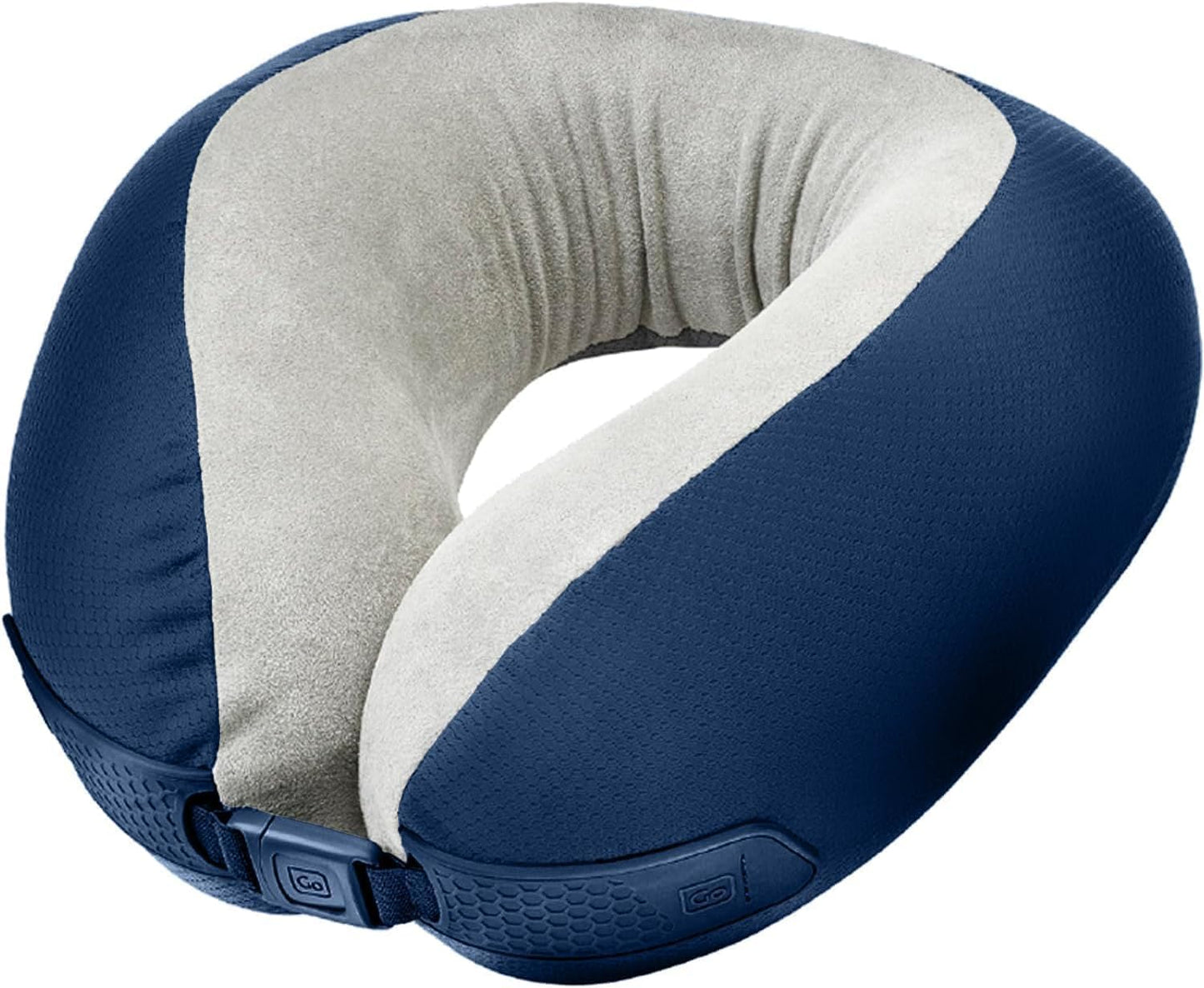 Go Travel American Dreamer, Deluxe Travel Pillow, Comfortable Memory Foam Neck Pillow with Adjustable Front Closure, Ideal for Airplane, Bus, Car, and Train, Travel Essentials, Made in USA, Dark Blue