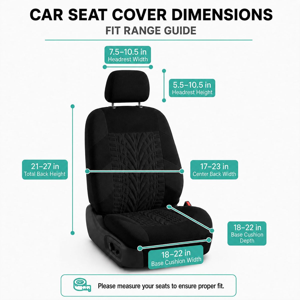FH Group Front Set Travel Master Car Seat Covers - Covers for Low Back Car Seats with Removable Headrest, Universal Fit, Automotive Seat Cover, Airbag Compatible Car Seat Cover for SUV, Sedan Black