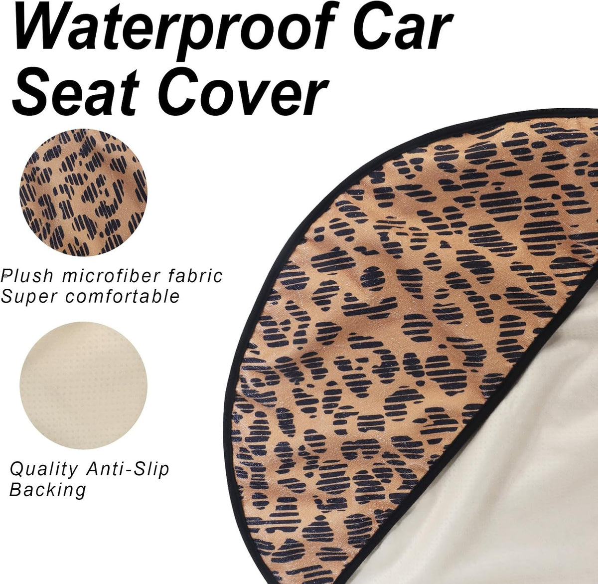 Sweat Towel Car Seat Cover Protector Front Seats for Gym Workout, Running, Swimming, Beach and Hiking, Waterproof Universal Seat Cover for Car, Trucks, Van & SUV (1, Leopard Head, Front)
