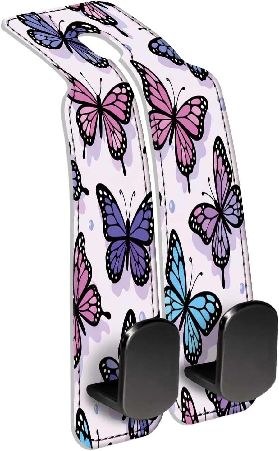 Car Seat Back Storage Hook, Funny Car Purse Hook, Cute Vehicle Storage Organizer for Purses Handbags Purple Pastel Butterfly
