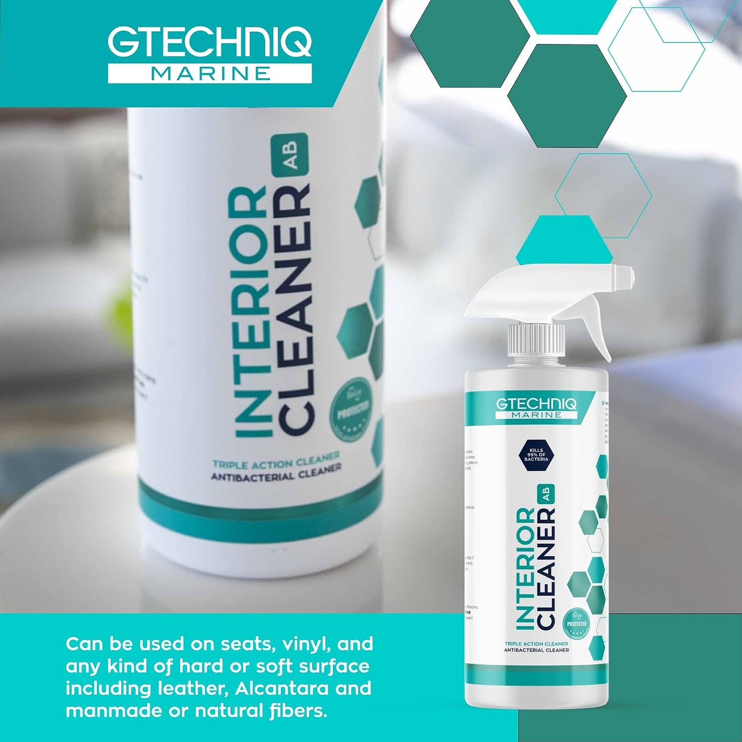 Gtechniq Marine Interior Cleaner for Boats, 17 fl oz | Removes and Repels Dirt and Grease, Traps and Absorbs Odors, Use on Hard or Soft Surface including Leather, Alcantara & More