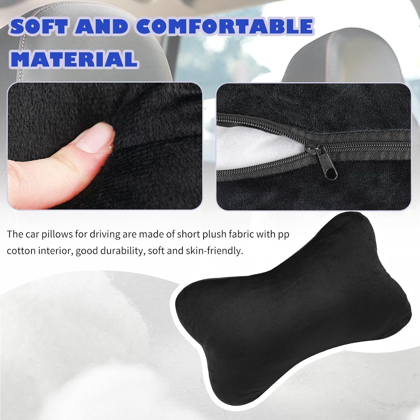 2PCS Car Headrest Pillow,Soft & Comfortable Car Neck Pillow for Driving Fatigue Relieve,All-Season Universal Cars Head Rest Pillows Automotive Interlor Accessorles for Cars,SUVs