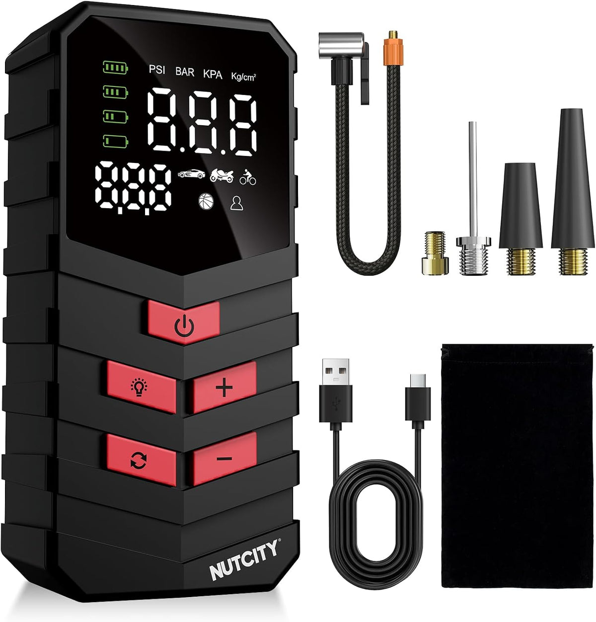 Portable Air Compressor for Car Tires, 16000mAh Wireless, 150PSI Wireless Tire Inflator with Lighting and Mobile Power Function, Suitable for SUVs, Cars, Motorcycles, Bicycles and Balls