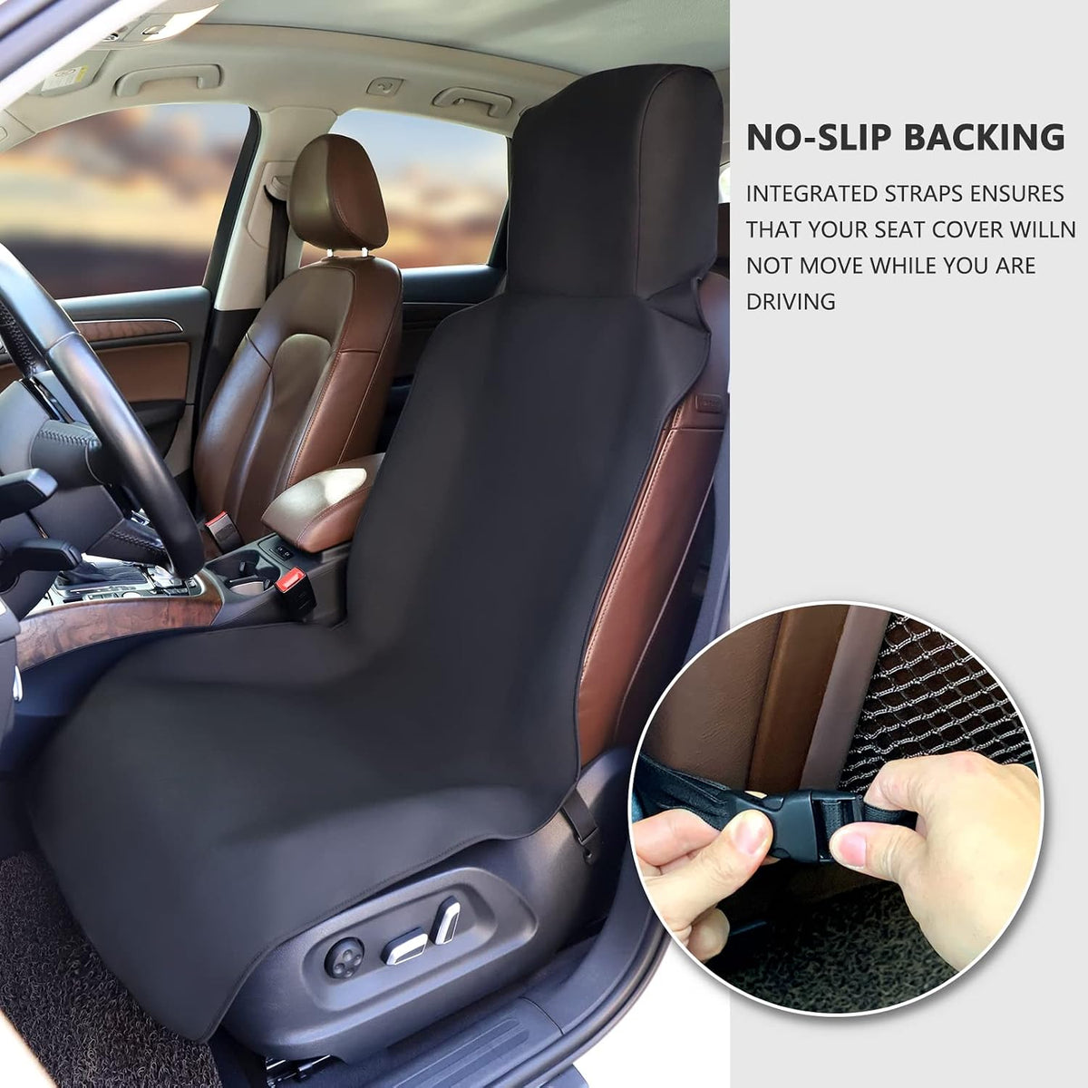 3tyto Universal Car Seat Covers, Waterproof Neoprene Seat Covers - Waterproof & Sweatproof, Machine Washable, Non-Slip Seat Protector for Car, Truck, SUV, Van (Black, 1 Pack)