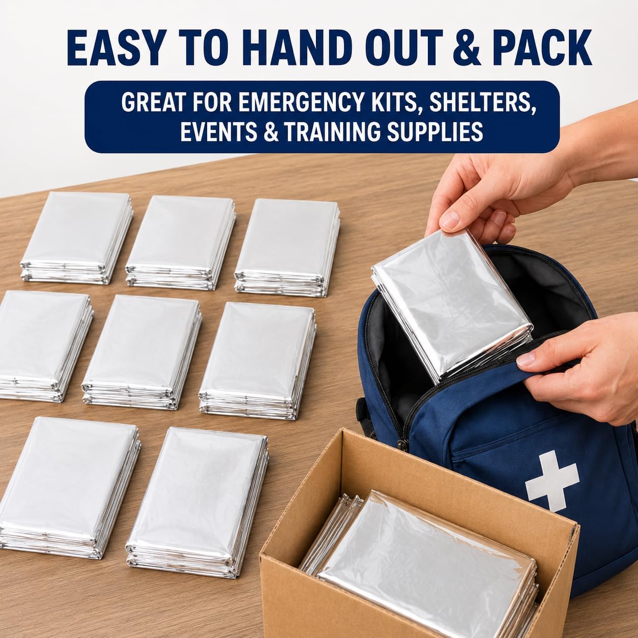 BH Lot of 50 Emergency Mylar Blankets - 84" x 52" | Mylar Emergency Blankets, Survival Foil Thermal Blankets for First Aid Kits, Camping, Hiking, Travel & Outdoor Preparedness