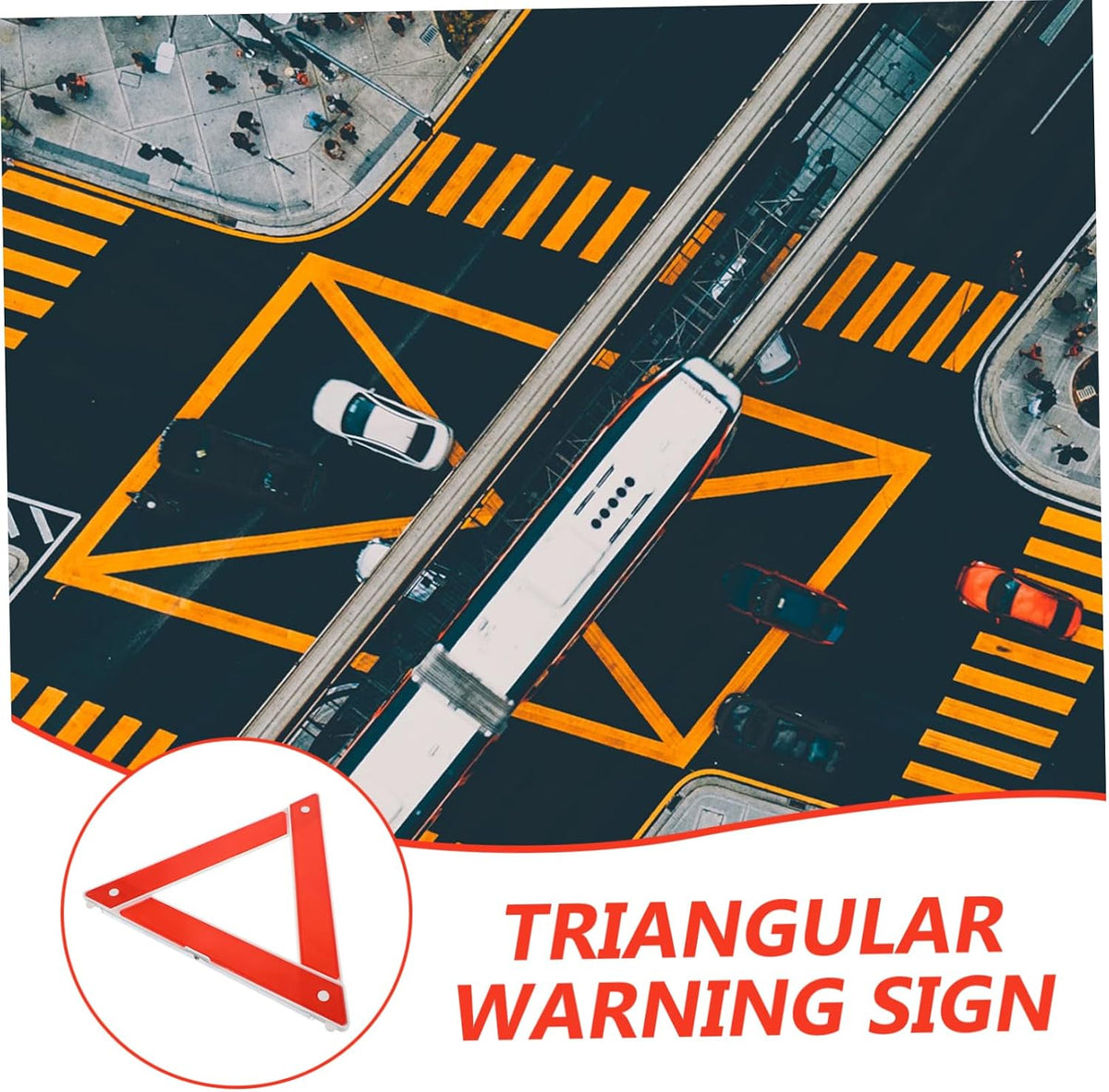 ERINGOGO Red Triangular Warning Sign for Roadside Parking, Easy Setup