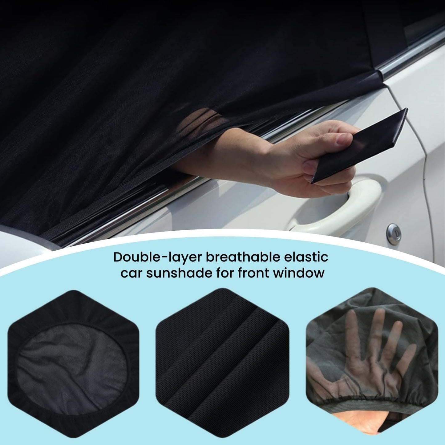 2pcs Car Front Window Screen Mesh, Suitable for Camping, Travel, UV-Protection, Breathable Mesh Car Window Sunshade for SUV Cars