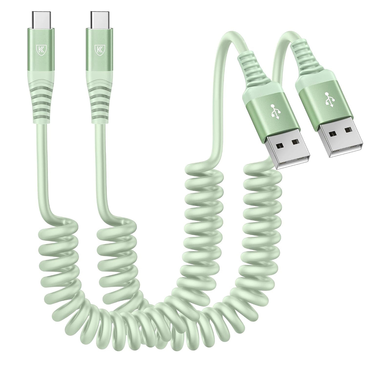 USB C Cable 6ft, 2Pack USB A to USB C 3A Fast Charging, Coiled Type C