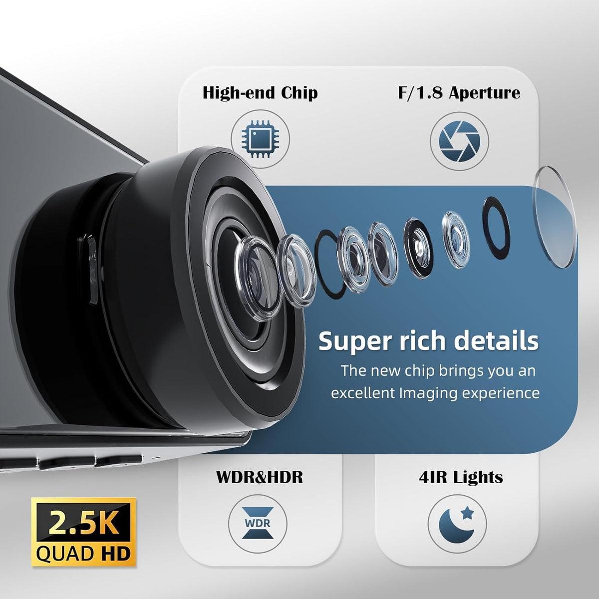 3 Channel Dash Cam Front and Rear Inside, Triple Dash Camera for Cars, 2.5K UHD Dash Cam, 3.18" IPS Large Screen, IR Night Vision, 24/7 Recording Parking Mode Monitor, Free 64G SD Card