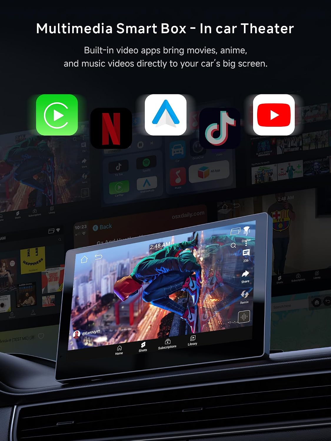 Wireless CarPlay & Android Auto Adapter, Supports for Netflix/YouTube, AI Box Carplay, Drivechat with AI Skills, Dual WiFi, Bluetooth, Fits for OEM Wired CarPlay Cars