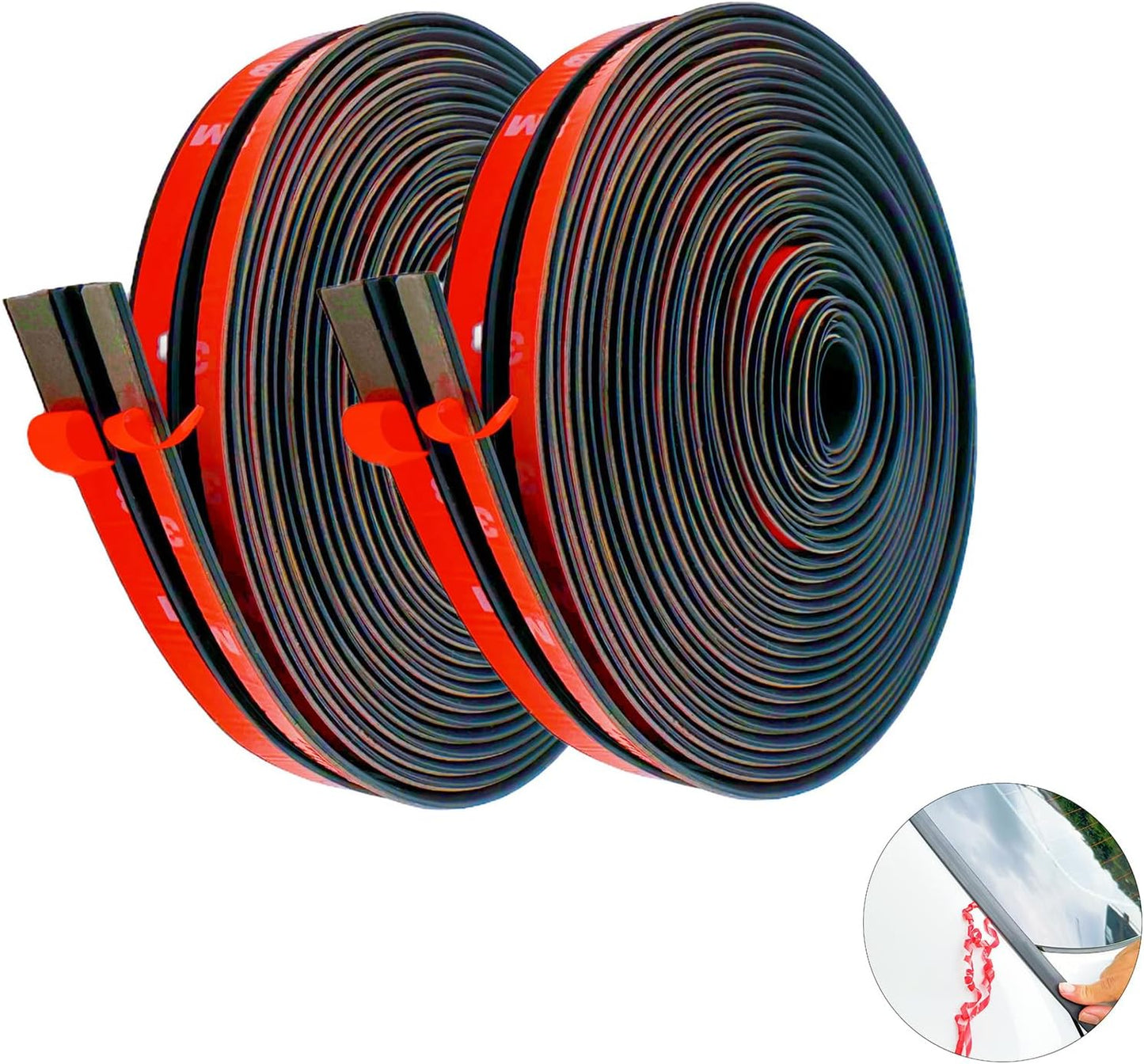 2PCS Windshield Rubber Seal Car Weather Stripping Trim T Shape Sealing Strip for Car Front Rear Windshield (32.8 Feet)