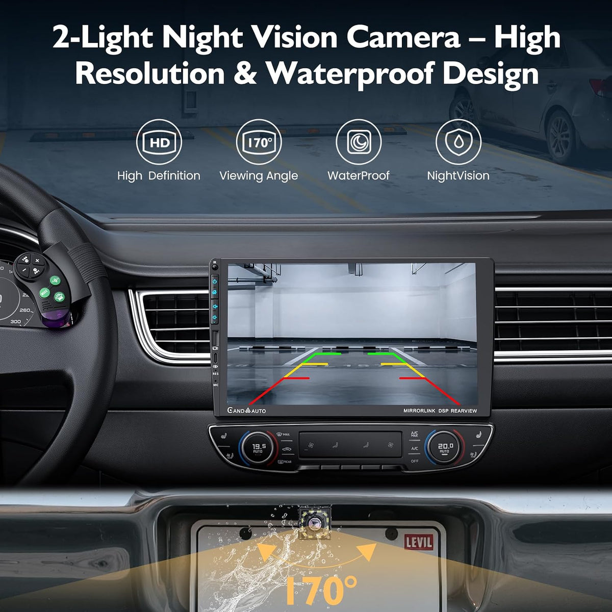 9" Single DIN Car Stereo with Wireless Apple CarPlay and Android Auto,UHD Car Radio IPS Touchscreen,1080P Back Camera,Mirror Link, Voice Control, Bluetooth 5.3,GPS,AM&FM,Type-C