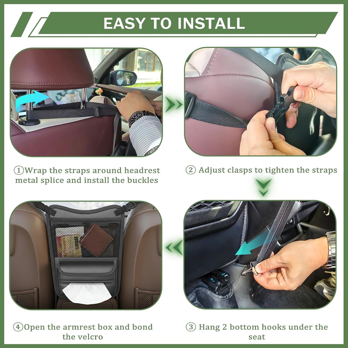 Car Seat Gap Purse Holder Leather Between Seats Organizer for Phone Keys | Car Handbag Holder Between Seats Car Purse Holder Automotive Consoles,Holds Wallet, Phone & Essentials