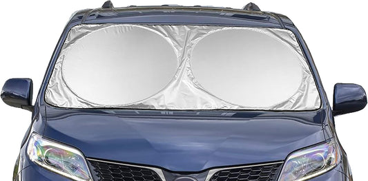 Extra Jumbo Car Windshield Sunshade (70.9" x 39.4"), Fits Extra Large Windshields in Minivans, Cars, Trucks