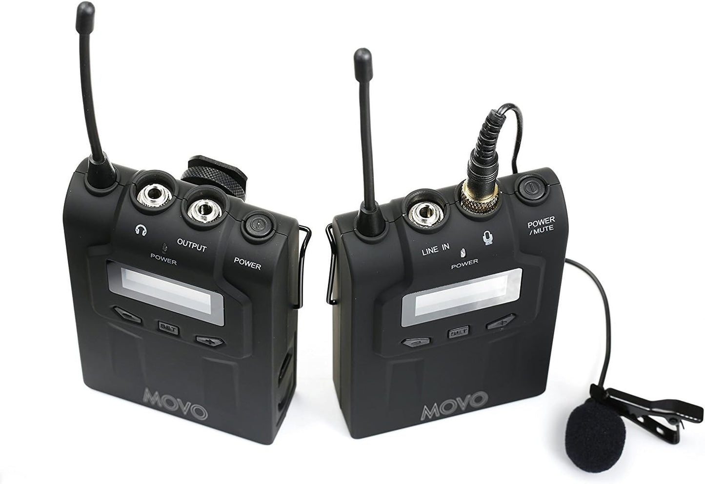 Movo WMIC70 Wireless Lavalier Microphone System - 48 Channel UHF Lapel Mic System with Cordless Mic, 3.5mm XLR Output, and Carrying Case (328-foot Range) - Lavalier Wireless Microphone System