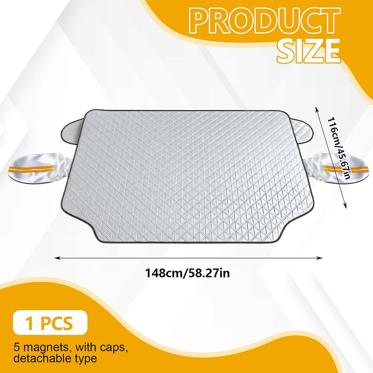Car Windshield Snow Cover for Ice & Snow Protection,4-Layer Front Windshield Guard with Magnetic Edges & Side Mirror Covers Universal for SUV, Truck, Sedan, Van