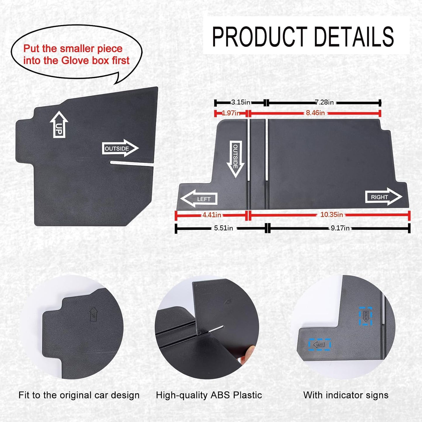 JDMCAR Glove Box Organizer Compatible with 2025 2026 Toyota 4Runner Accessories, ABS Black Materials Insert Storage Glove Box Compartment Divider Tray