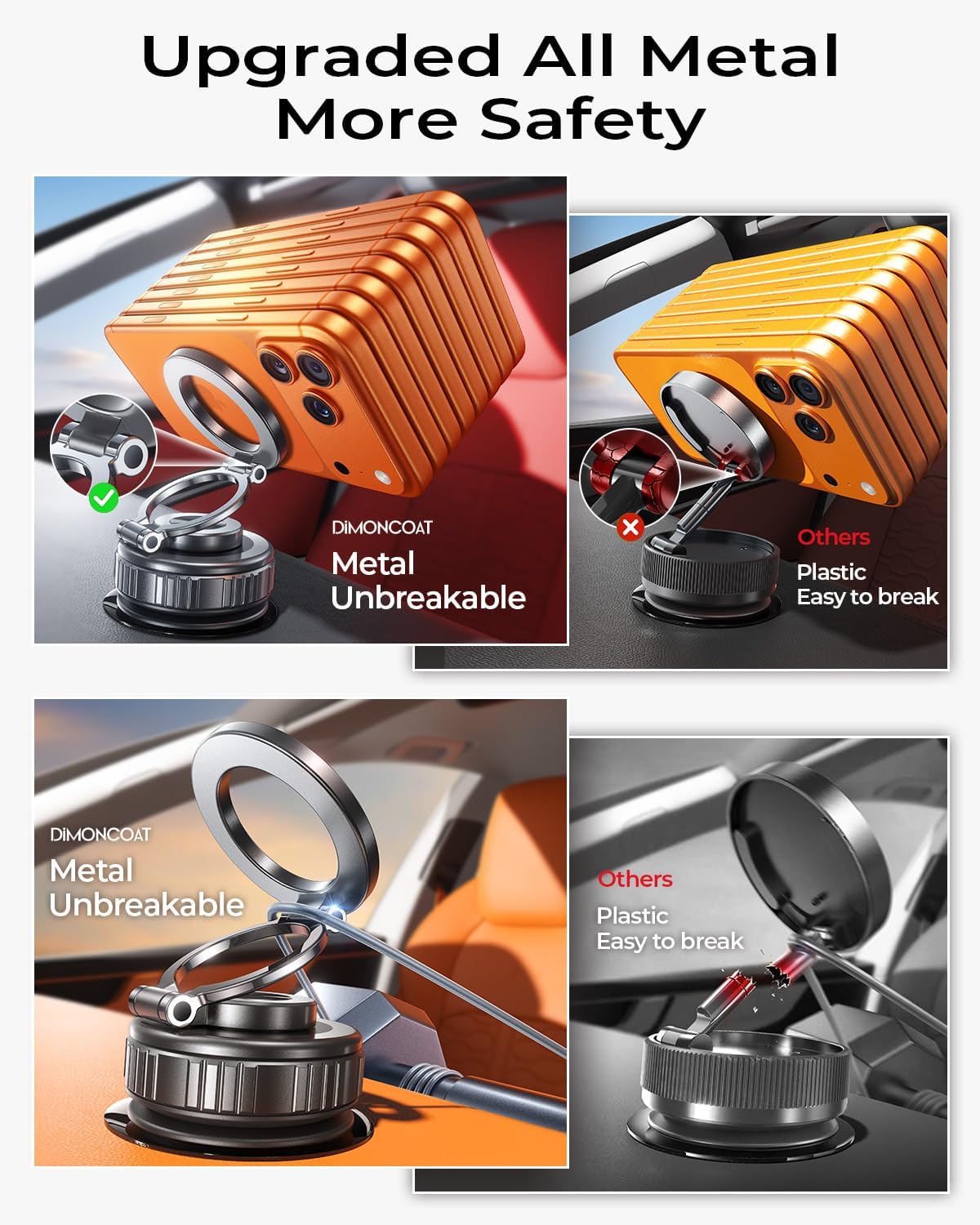 【Upgraded】All Metal for Magsafe Car Mount, Vacuum Magnetic Phone Holder