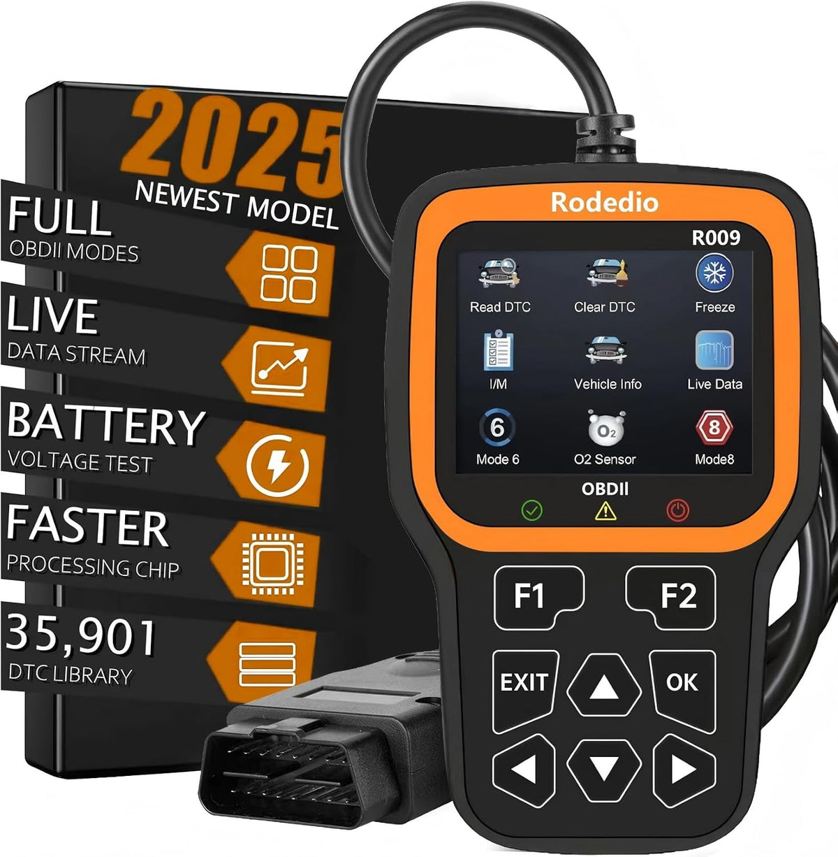 R009 OBD2 Scanner - Car Diagnostic Tool & Code Reader with Battery Tester for All OBDII Vehicles Since 1996, Check Engine Light Reset, CAN Protocol Scanner, Plug & Play Scan Tool
