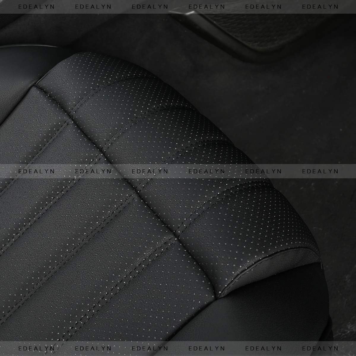 (1 PCS PU Leather Car Seat Cover Auto Bottom Seat Protector Cover with Comfort Leg Support Pillow Fit Most Front Driver Seat Width20.86 by deep 20.86 inches (Beige with Leg Rest)