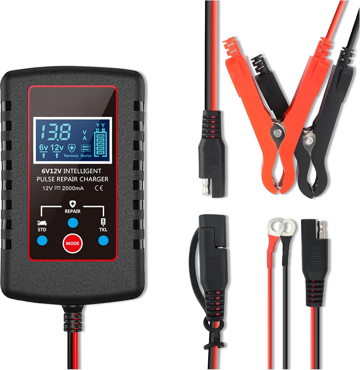 Trickle Charger for Car Battery 12V/6V,Smart Automatic Motorcycle Battery Charger with SAE Cable,Universal Battery Maintainer Car Accessories for Most Cars Trucks Motorcycles