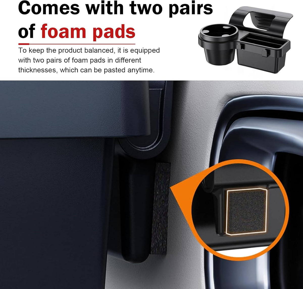 1 PC Car Door Window Cup Holder, Multifunctional 4-in-1 Insert Hanging Box/Phone Mount, ABS Clip-on Coin Storage Organizer, Universal for Most Cars, Trucks, SUVs (Black #B)