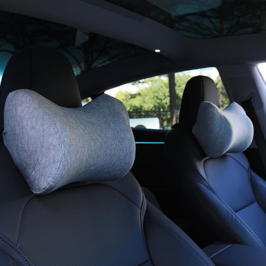 Car Neck Pillow, Car Headrest Pillow with Adjustable Strap for Neck Pain Relief 100% Memory Foam,Ergonomic Design，2 Pack