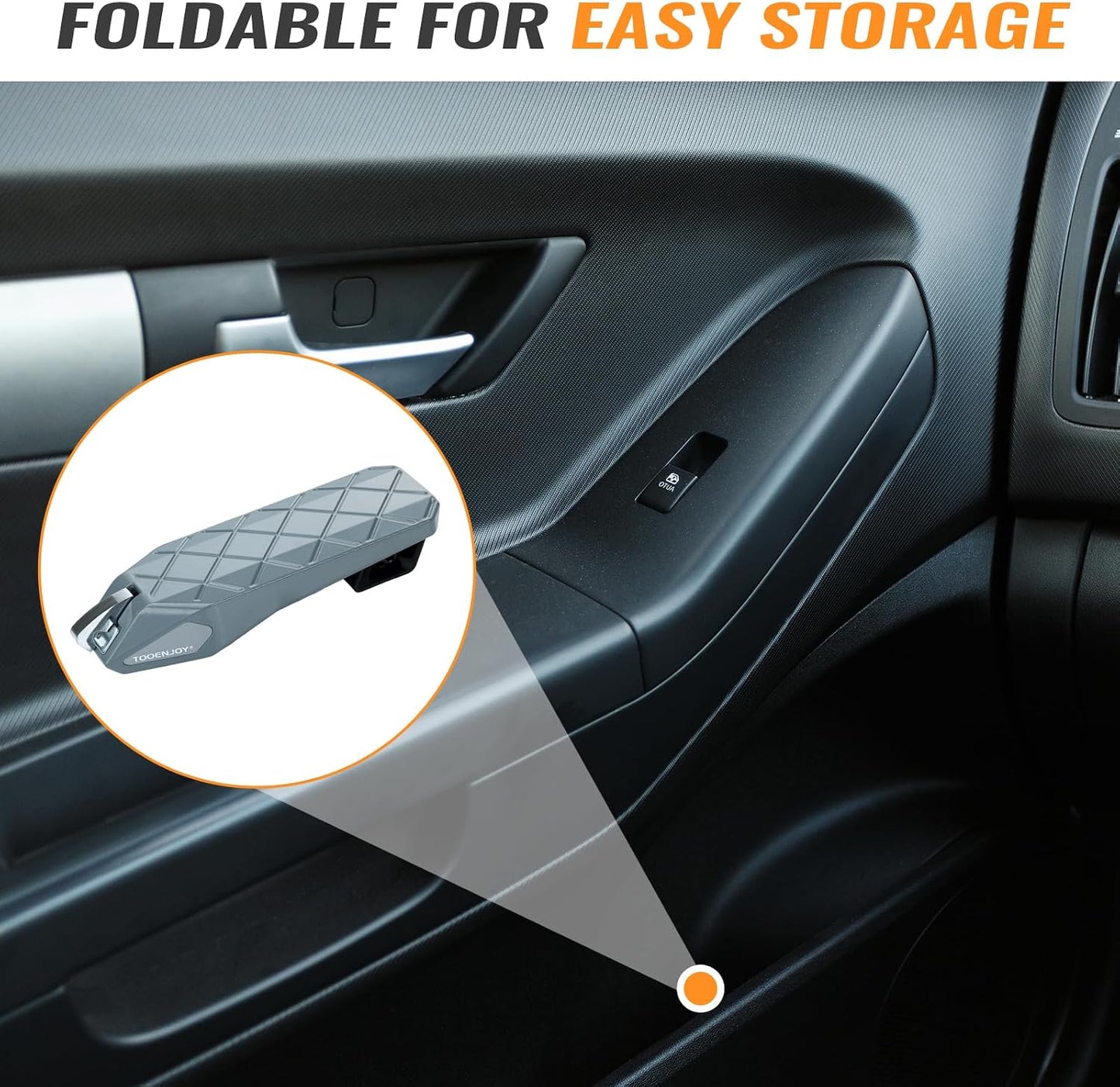 Tooenjoy Folding Car Door Step Vehicle Pedal Ladder for Roof Access, Universal Fit, Aluminum, Weight Capacity 400 LBS