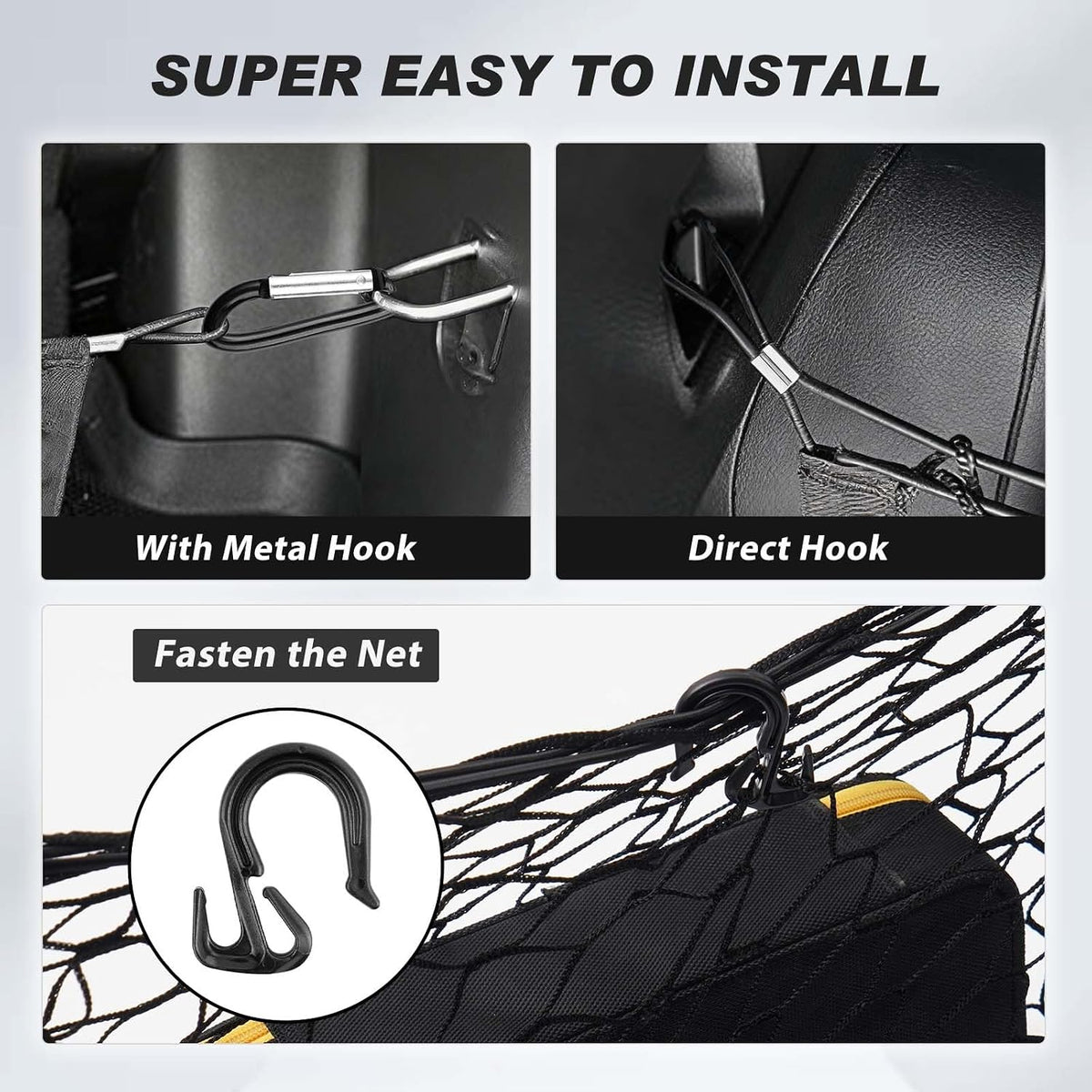 Karltys Envelope Style Cargo Net for Hyundai Tucson 2026 2025 2024 2023 2022 Accessories, Adjustable Elastic Rear Trunk Cargo Net, Heavy Duty Nylon Mesh Storage Netting Organizer